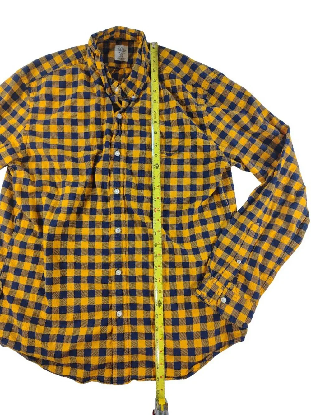 Mens XL Slim Black & Yellow Checkered J.Crew Branded Button-Up Shirt